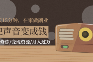 (1401期)每天15分钟,在家做副业【把声音变成钱】声音修炼/变现资源/月入过万