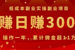 (1082期)低成本副业实操副业项目:网赚日赚300元,操作一年,累计佣金超11万