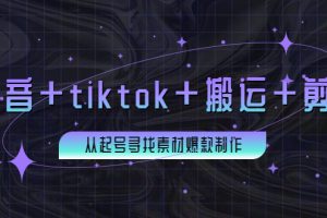 百万粉丝博主·抖音+tiktok+搬运+剪映，从起号寻找素材爆款制作！