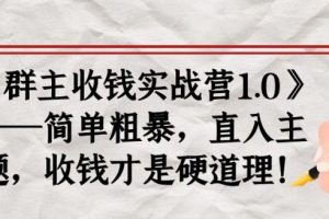 《群主收钱实战营1.0》——简单粗暴,直入主题,收钱才是硬道理!