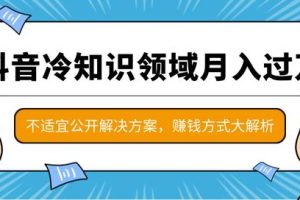 抖音冷知识领域月入过万项目，不适宜公开解决方案 ，抖音赚钱方式大解析