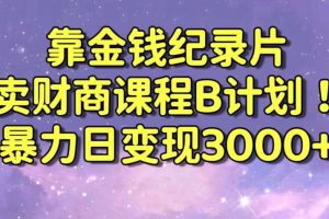 财经纪录片联合财商课程的变现策略，暴力日变现3000+，喂饭级别教学【揭秘】