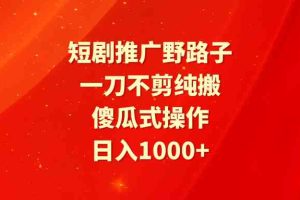 (9586期)短剧推广野路子,一刀不剪纯搬运,傻瓜式操作,日入1000+