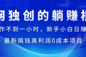 (11307期)每天操作不到一小时,新手小白日赚1500+,最新搞钱高利润0成本项目