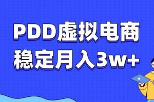 (13801期)PDD虚拟电商教程,稳定月入3w+,最适合普通人的电商项目