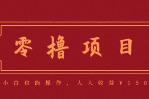 分享一个零撸项目，超简单副业小白必看，人人收益¥150（附渠道）
