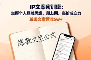 (16167期)IP文案密训班:掌握个人品牌思维、朋友圈、高价成交力,单条文案营收5w+
