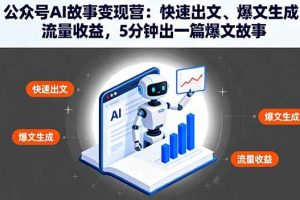 （16201期）公众号AI故事变现营：快速出文、爆文生成、流量收益，5分钟出一篇爆文故事