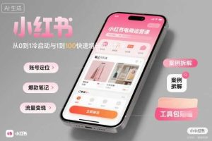 小红书电商运营课：从0到1冷启动与1到100快速增长实战教学