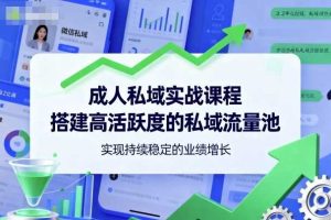 成人私域实战课程,搭建高活跃度的私域流量池,实现持续稳定的业绩增长