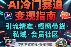 AI冷门赛道，引流精准，橱窗带货+私域+会员社区，变现方式多样，操作简单