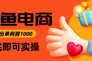 闲鱼高利润电商，当天上架当天出单，一单利润300＋