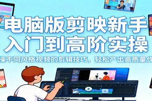 电脑版剪映新手入门到高阶实操,实操不同风格视频的剪辑技巧,轻松产出高质量作品