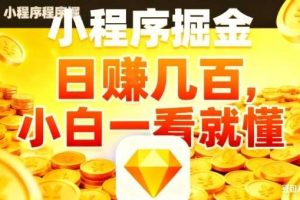 微信小程序掘金项目,日入几张,项目简单,小白一看就懂,5分钟就能学会上手操作【揭秘】