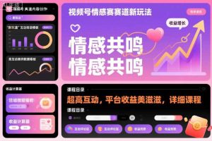 视频号情感赛道新玩法，超高互动，平台收益美滋滋，详细课程