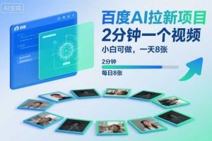百度AI拉新项目，2分钟一个视频，小白可做，一天8张【附案例+保姆级教程】