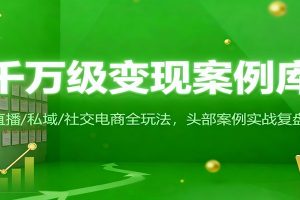千万级变现案例库：直播/私域/社交电商全玩法，200+头部案例实战复盘