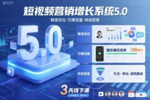 短视频营销增长系统5.0,精准定位-引爆流量-持续获客,3天线下课(音频+图片)