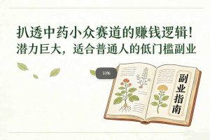 扒透中药小众赛道的賺米逻辑，潜力巨大，适合普通人的低门槛副业