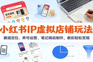 小红书IP虚拟店铺玩法，赛道定位、养号运营、笔记商品制作，教你轻松变现