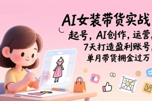 (17088期)AI女装带货实战:起号,AI创作,运营,7天打造盈利账号,单月带货佣金过万