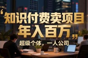 （17134期）从0到年入百万：超级个体实战心得公开，个人IP×精准引流×成交系统全拆解