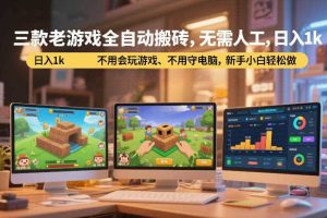 三款老游戏全自动搬砖，无需人工，日入1k，不用会玩游戏、不用守电脑，新手小白轻松做【揭秘】