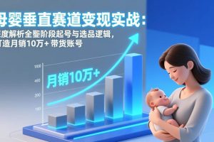 (17233期)母婴垂直赛道变现实战:深度解析三大阶段起号与选品逻辑,打造月销10万+带货账号