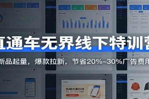 直通车无界线下特训营:新品起量,爆款拉新,节省20%-30%广告费用