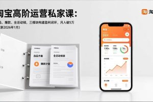 (17280期)淘宝高阶运营私家课:选品、爆款、全店动销,三模块构建盈利闭环,月入破5万(更新26年1月)