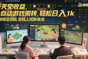 每天见收益,全自动游戏搬砖,轻松日入1k,长期稳定项目,宝妈上班族首选【揭秘】