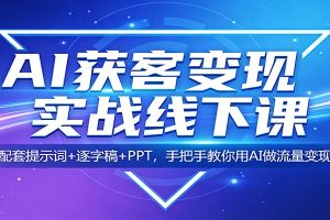 AI获客变现实战线下课：配套提示词+逐字稿+PPT，手把手教你用AI做流量变现