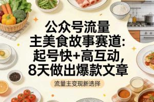 公众号流量主之美食故事赛道，起号快+高互动，8天就能做出爆款文章