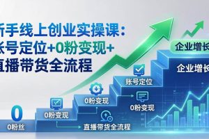 (17831期)新手线上创业实操课:账号定位+0粉变现+直播带货全流程,企业用户增长一步到位