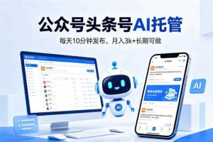 公众号头条号AI托管,我提供作品,你每天10分钟发布,月入3k+长期可做【揭秘】