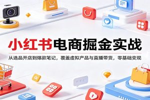 小红书电商掘金实战:从选品开店到爆款笔记,覆盖虚拟产品与直播带货,零基础变现