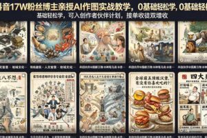 抖音17W粉丝博主亲授AI作图实战教学，0基础轻松学，可入创作者伙伴计划，接单收徒双增收