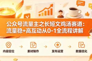 公众号流量主之长短文鸡汤赛道，流量稳+高互动，从0-1全流程讲解