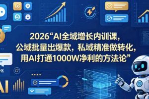 2026AI全域增长内训课，公域批量出爆款，私域精准做转化，用AI打通1000W净利的方法论