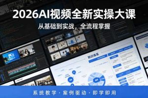 2026AI视频全新实操大课，从基础到实战，全流程掌握，系统教学·案例驱动·即学即用