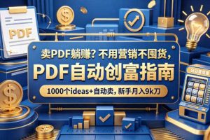 卖PDF躺賺？不用营销不囤货，PDF自动创富指南，1000个ideas+自动卖，新手月入9k刀【原创双语字幕】