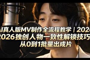AI真人版MV制作全流程教学｜2026独创人物一致性解锁技巧，从0到1批量出成片