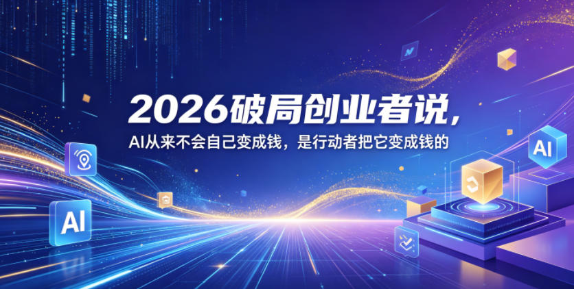 2026破局创业者说，AI从来不会自己变成钱，是行动者把它变成钱的【文档】