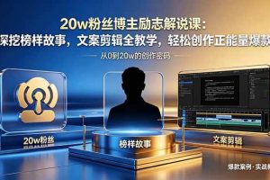 (18648期)20w粉丝博主励志解说课:深挖榜样故事,文案剪辑全教学,轻松创作正能量爆款