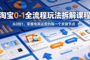 淘宝0-1全流程玩法拆解课程,从0到1,掌握电商运营的每一个关键节点