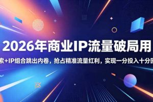 2026年商业IP流量破局用,搜索+IP组合跳出内卷,抢占精准流量红利,实现一分投入十分回报