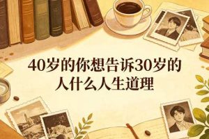 公众号付费文章:40岁的你想告诉30岁的人什么人生道理?
