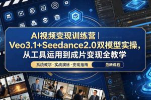 AI视频变现训练营|Veo3.1+Seedance2.0双模型实操,从工具运用到成片变现全教学