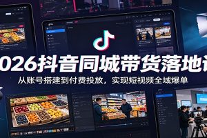 2026抖音同城带货落地课:从账号搭建到付费投放,实现短视频全域爆单