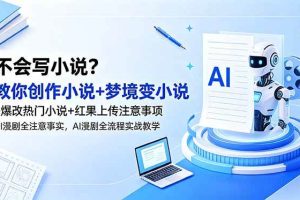 (18801期)不会写小说?教你创作小说+梦境变小说+爆改热门小说+红果上传注意事项,AI漫剧全流程实战教学
